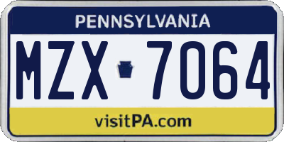 PA license plate MZX7064