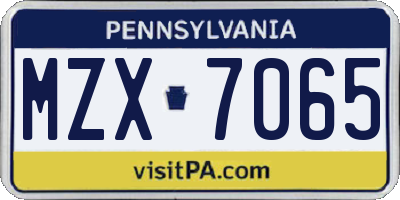 PA license plate MZX7065