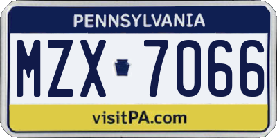 PA license plate MZX7066