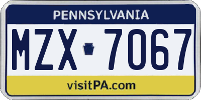 PA license plate MZX7067