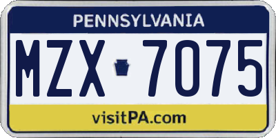 PA license plate MZX7075