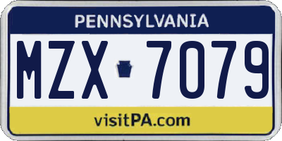 PA license plate MZX7079