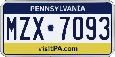 PA license plate MZX7093