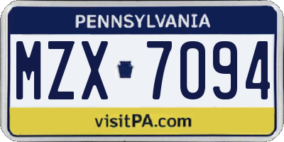 PA license plate MZX7094