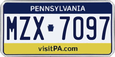 PA license plate MZX7097
