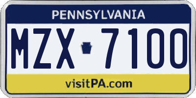 PA license plate MZX7100
