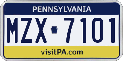 PA license plate MZX7101