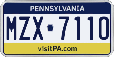 PA license plate MZX7110