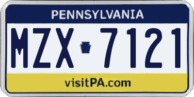 PA license plate MZX7121