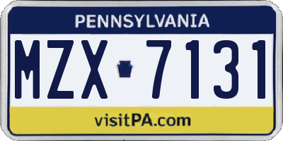PA license plate MZX7131