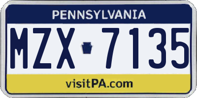 PA license plate MZX7135