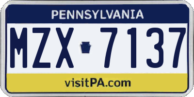 PA license plate MZX7137