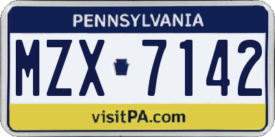 PA license plate MZX7142