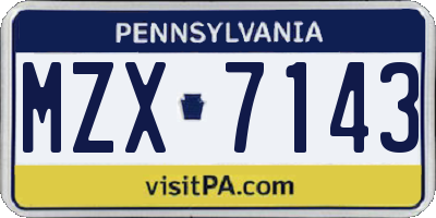 PA license plate MZX7143