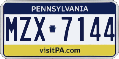 PA license plate MZX7144