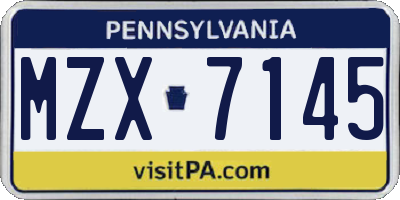 PA license plate MZX7145