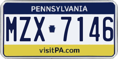 PA license plate MZX7146