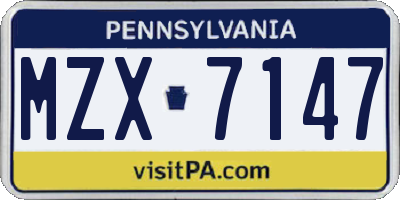 PA license plate MZX7147