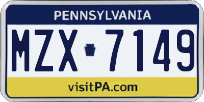 PA license plate MZX7149
