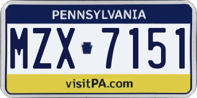 PA license plate MZX7151