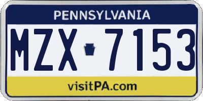 PA license plate MZX7153