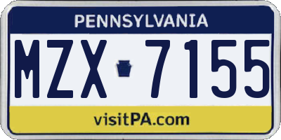 PA license plate MZX7155