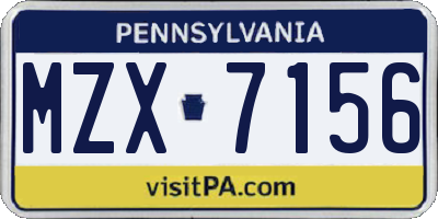 PA license plate MZX7156