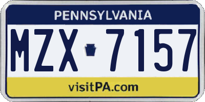 PA license plate MZX7157