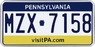 PA license plate MZX7158
