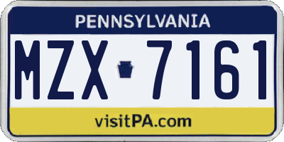 PA license plate MZX7161