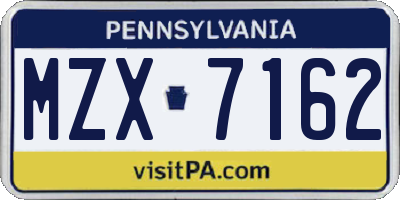PA license plate MZX7162