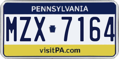 PA license plate MZX7164