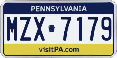 PA license plate MZX7179
