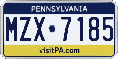 PA license plate MZX7185