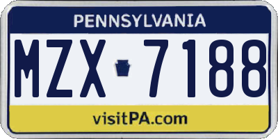 PA license plate MZX7188