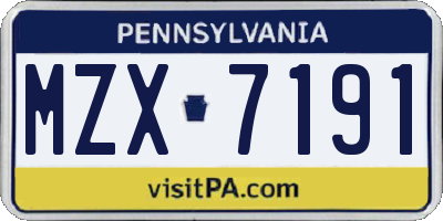 PA license plate MZX7191