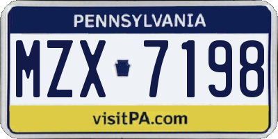 PA license plate MZX7198