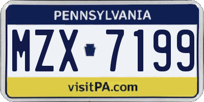 PA license plate MZX7199
