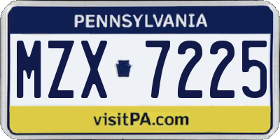 PA license plate MZX7225