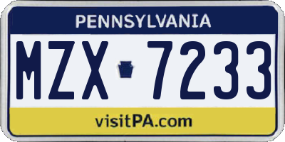 PA license plate MZX7233