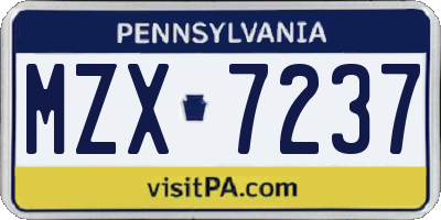 PA license plate MZX7237