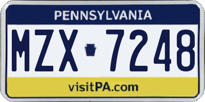 PA license plate MZX7248