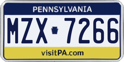 PA license plate MZX7266