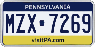 PA license plate MZX7269