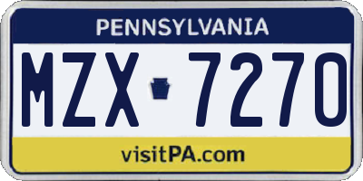 PA license plate MZX7270