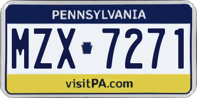 PA license plate MZX7271