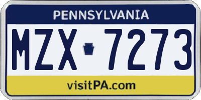 PA license plate MZX7273