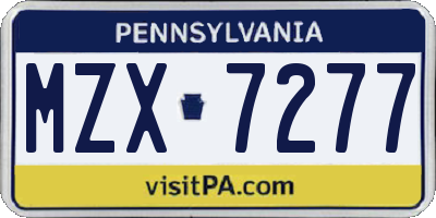 PA license plate MZX7277