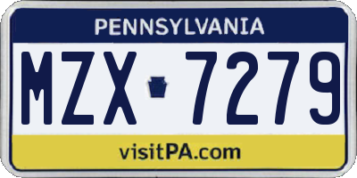 PA license plate MZX7279