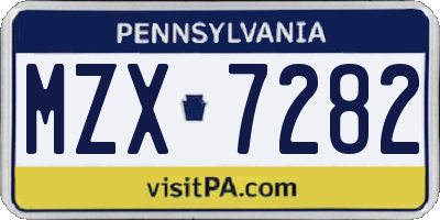 PA license plate MZX7282